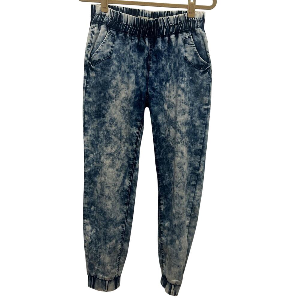 Blue White Tie Dye 90s Style Baggy Jogger Pants Medium
